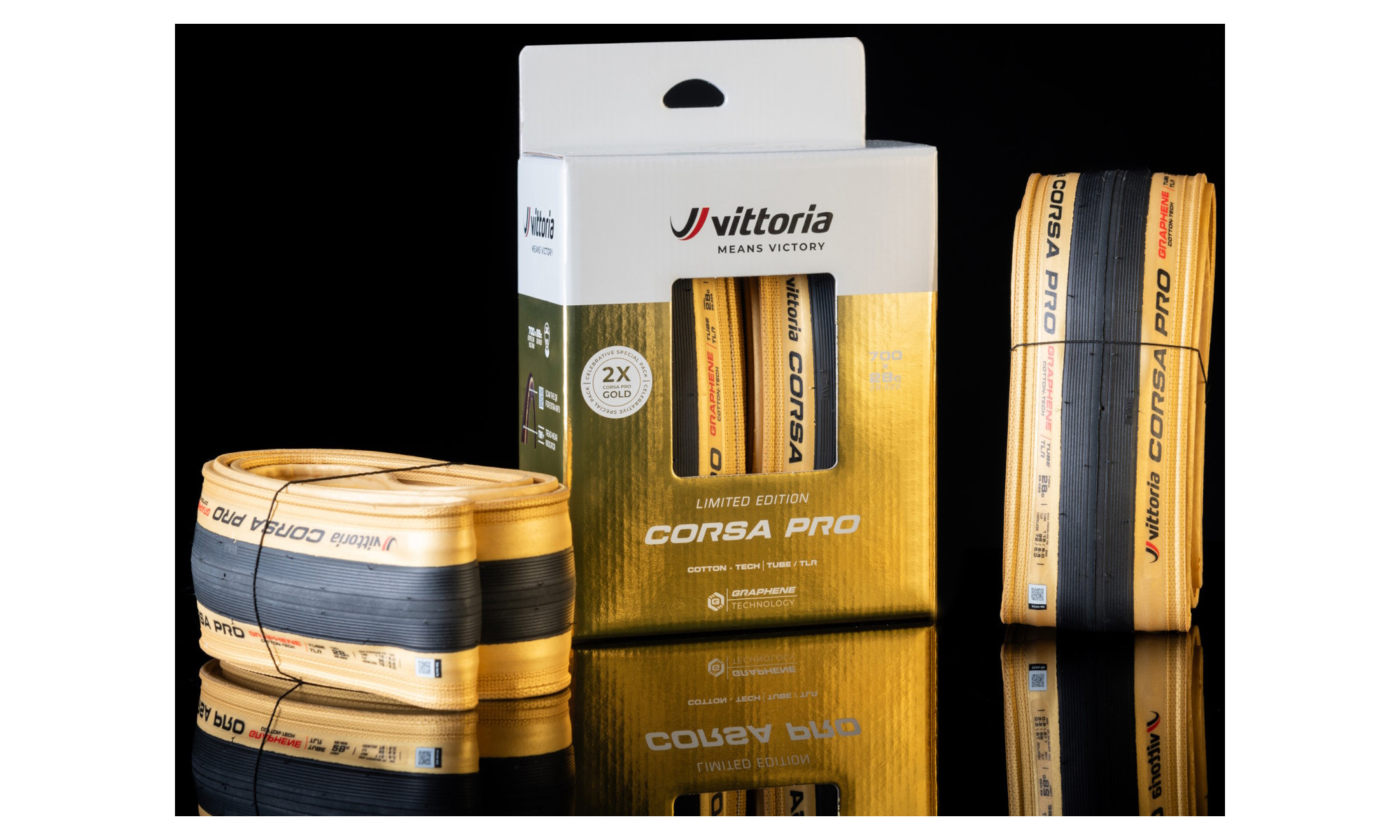 Padangos 28" Vittoria Corsa PRO TLR Double Pack 700x28c / 28-622 GOLD Limited edition - 13