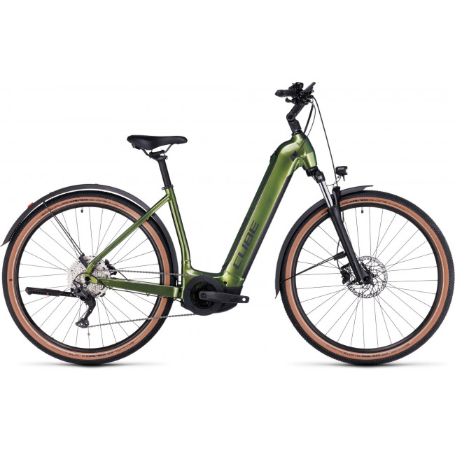 Elektrinis dviratis Cube Nuride Hybrid Pro 750 Allroad Easy Entry shinymoss'n'black 2024
