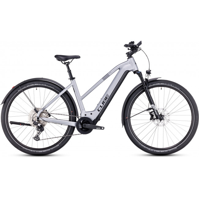 Elektrinis dviratis Cube Nuride Hybrid EXC 750 Allroad Trapeze polarsilver'n'black 2024