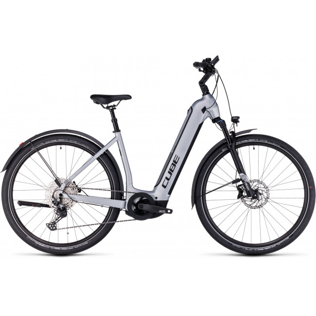 Elektrinis dviratis Cube Nuride Hybrid EXC 750 Allroad Easy Entry polarsilver'n'black 2024