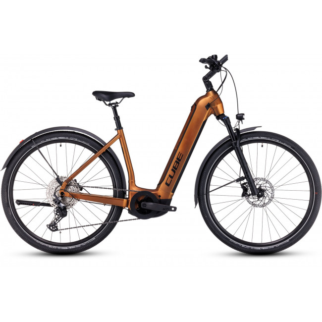 Elektrinis dviratis Cube Nuride Hybrid EXC 750 Allroad Easy Entry caramel'n'black 2024